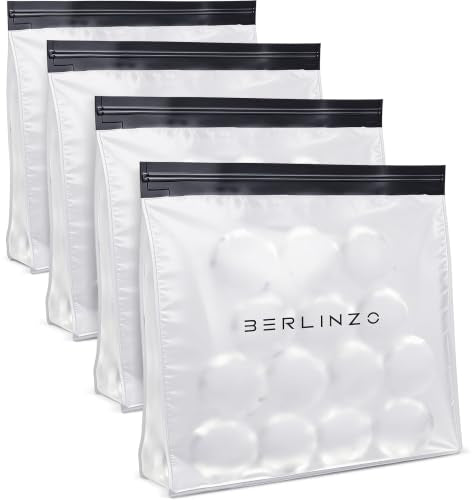 BERLINZO Large Reusable Ice Storage Bag - Freezer Safe Leak Proof Silicone and Plastic-Free Lunch Bag for Ice and Food Storage - BPA-Free 4 XL Size - size: XL-4 Pack