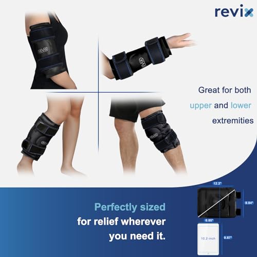 REVIX Ice Wrap for Knee Discomfort, Reusable Knee Ice Pack Wrap with Cold Compress Therapy for Muscle Ache, Promotes Post-Workout Recovery, Soft Plush Lining, Black (Pack of 2) - style: Black-1 Pack