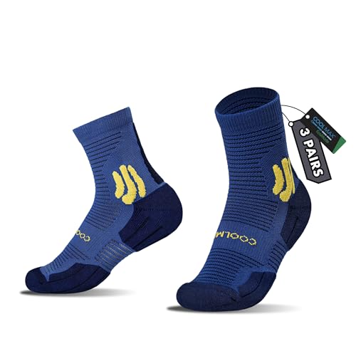 BRISIRA Coolmax Bamboo Viscose Kids Compression Socks for Youth Boys Girls - color: Skyblue-3pack, size: Large