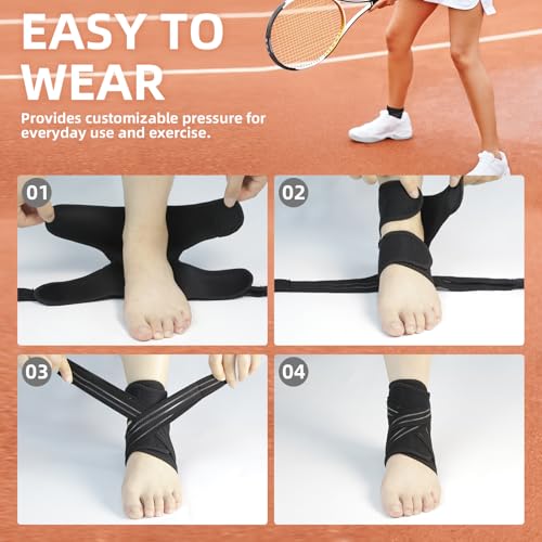 Ankle Brace, Compression Wrap for Sprains, Plantar Fasciitis & Achilles - color: A-Black, size: Large