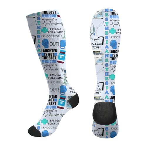 FREEHOTU Compression Knee High Socks for Women/Men Circulation 15-20 Mmhg - color: Anesthesia Pattern
