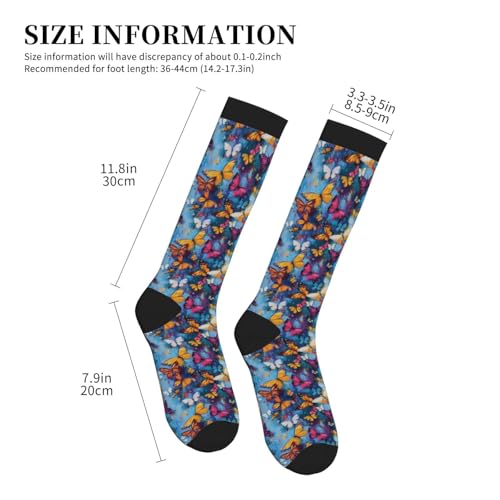 Compression Socks Knee High Support Socks Women Circulation Stockings for Athletic Running Cycling Flying - color: Butterfly