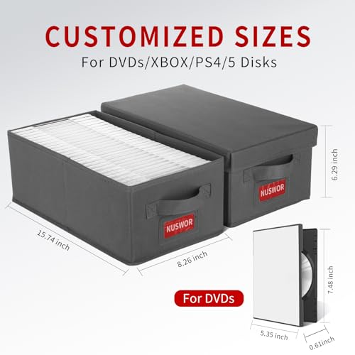 NUSWOR DVD Storage Box - DVD Storage Solutions 4Pack- Grey - size: 4PACK
