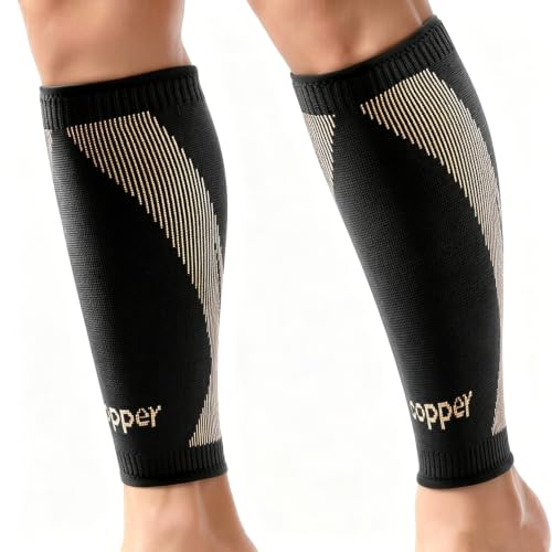 Plus Size Copper-Infused Calf Compression Sleeves for Men & Women 1 Pair [Medical-Grade & Ultra Comfort] Leg Compression Sleeve for Shin Splint Relief, Varicose Veins,Calf Sleeve for Running(XX-Large) - style: Black-XXL