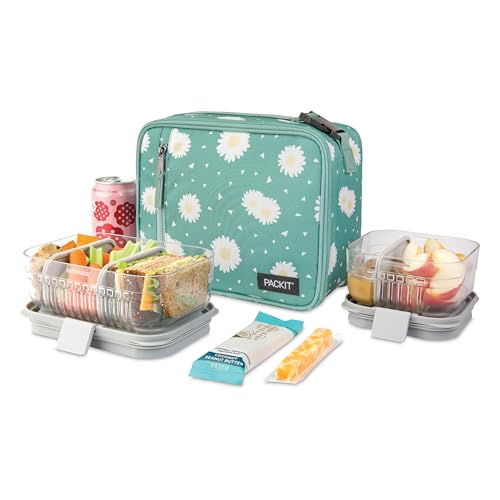 PackIt Freezable Classic Lunch Box, Daisy Sage - color: Daisy Sage