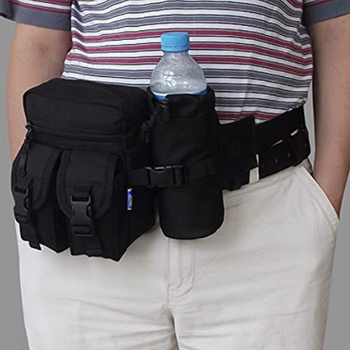 Outdoor Sports Waist Bag Cycling Waist Bag with Bottle Holder Tactic Waist Bag Tactical Fanny Pack for Cycling Running Hiking Fishing Climbing - color: Black Stripe
