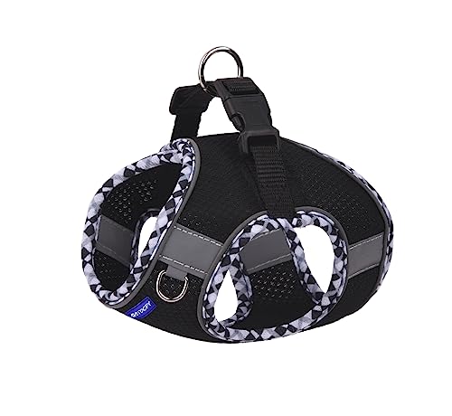 Step in Mesh Dog Harness and Leash Set Breathable Air Mesh Harness - color: Black, size: XXS(neck:8.5"-9.5",chest:10"-11.5")