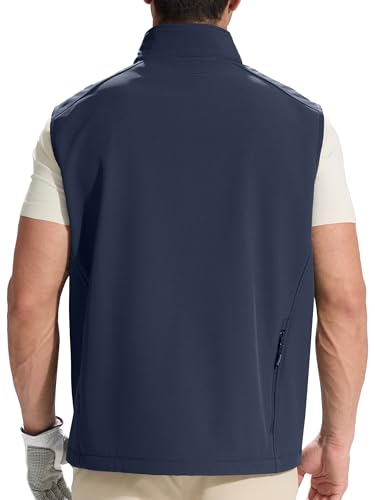 FREE SOLDIER Men's Lightweight Golf Vest Outerwear Windproof Sleeveless Softshell Jacket Running Vest - color: Navy, size: Small