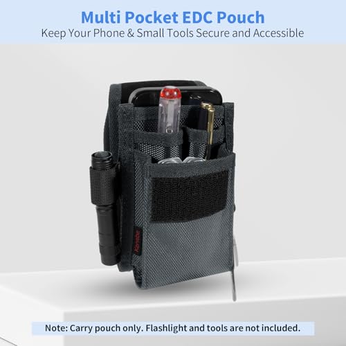 KENOBE Belt EDC Pouch, 5-Pocket Cell Phone/Tool Holder, Gray - color: Gray