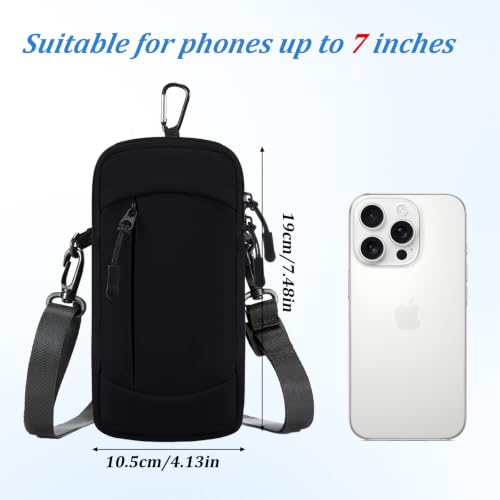 Cell Phone Holder with Arm Band, 2-in-1 Crossbody Bag for Running Walking - color: Black