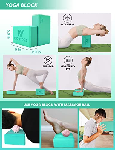 Yoga Starter Kit 12 in 1 - Yoga Set Include Yoga Mat, Foam Roller, 4 Resistance Bands, Yoga Blocks 2 Pack with Strap, 2 Peanut Massage Balls, Yoga kit and Sets for Beginners