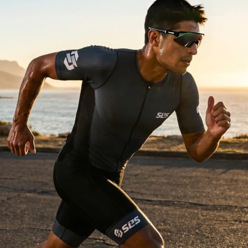 SLS3 Triathlon Suits Mens - Elite Aero Sleeved Trisuit for Swim Bike Run - color: Midnight, size: Medium