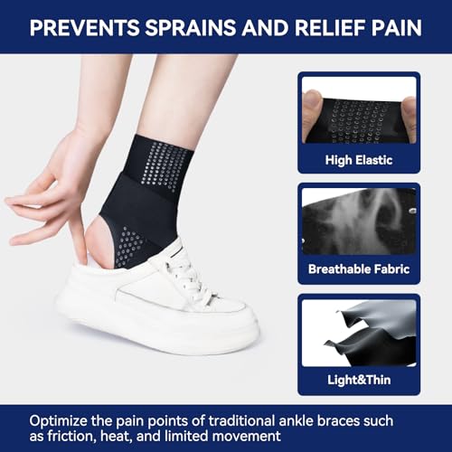 JOMVD Elastic Ankle Brace for Women&Men - Thin Lightweight Silky Compression Sleeves with Wraps for Plantar Fasciitis Sprained Ankle Injury Relief, Sports, Running,X-Large