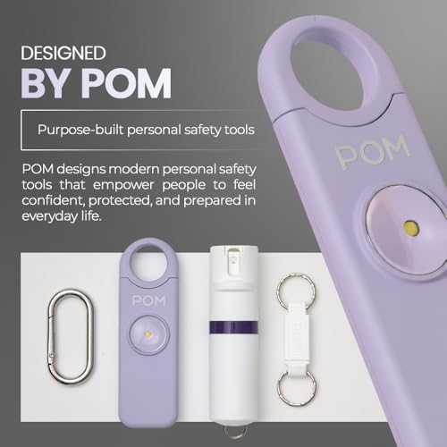 POM Personal Safety Alarm for Women – 130dB Loud Emergency Siren, USB-C Rechargeable with Bright LED Flashlight, Portable Keychain Design for Self Defense, Purse, Backpack & Travel (Lavender) - color: Lavender