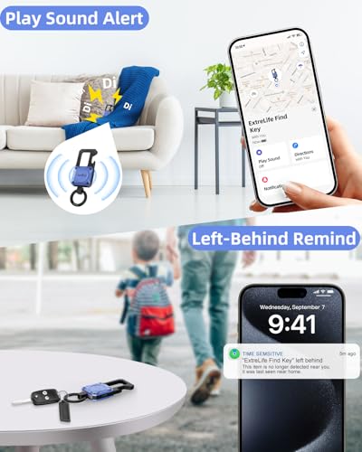 ExtreLife Keychain, Works with Apple Find My, Bottle Opener, Carabiner Car Key Chains with Gps Tracker - color: Glacier Blue