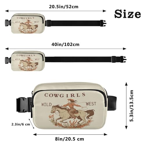 Wild West Rodeo Cowgirl Belt Bag for Women Men Fanny Pack Small Waist Pouch Crossbody Bags for Outdoor Hiking Running Travel - color: Cowgirl
