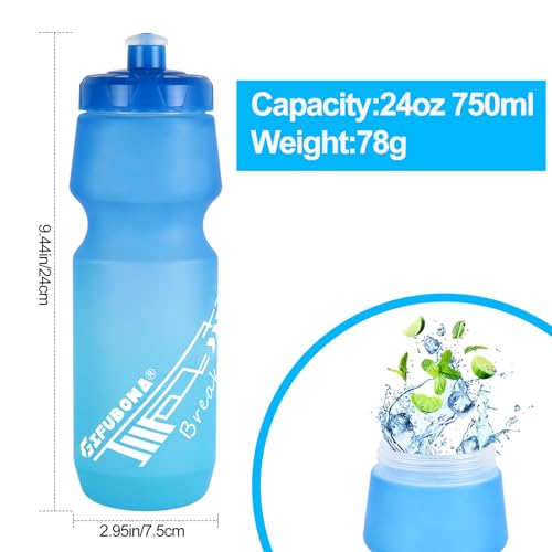 Mtb Bike Water Bottle 750ml Leakproof Squeeze, Dishwasher Safe - color: Black/White+Blue/Green, size: 2‑Pack