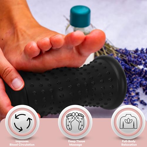 Pink Sky Brookstone Foot Massager Roller for Plantar Fasciitis Relief, Portable Deep Tissue Foot Roller Massage Tool, Relieves Arch and Heel Pain, Hot & Cold Massage, Pressure Point Reflexology Tools
