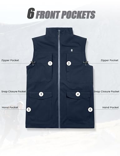 Little Donkey Andy Men's Lightweight Quick Dry Vest Windproof Sleeveless Jacket with 11 Pockets for Travel Fishing Hiking - color: Deep Blue, size: Small