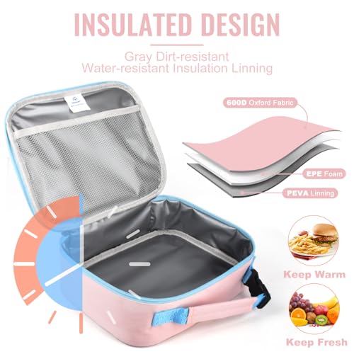 Genteen Kids Insulated Lunch Box for Boys Girls,Back to School,Office - color: C-1pk Pink