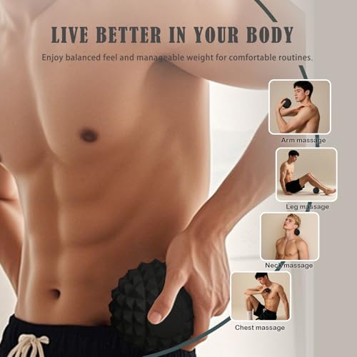 Silicone Massage Ball Set, 2 Pack Textured Fascia Balls, Mesh Bag - style: Deep-Tissue Spiky & Wave-Texture Set