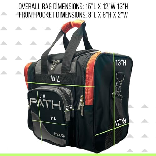 Pyramid Path Pro Deluxe Single Bowling Ball Tote - Holds One Ball, One Pair Shoes Up to Mens 15 - color: Silver/Orange