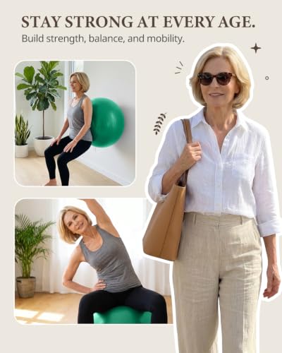 Trideer Yoga Ball for Exercise, Pregnancy, Active Sitting, 55/65/75cm - color: Green, size: S(15-18ines/38-45cm)