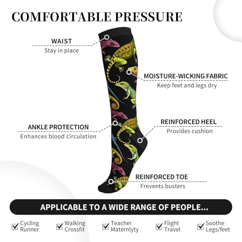 Compression Socks Circulation 15-20 Mmhg Knee High - color: Lizards