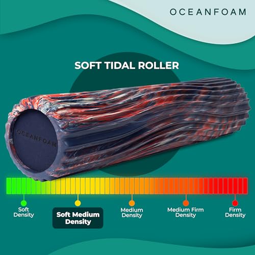 Oceanfoam Soft Tidal Roller - Soft Density Foam (Dark Navy, Red & Natural) - color: Dark Navy, Red & Natural Marbled