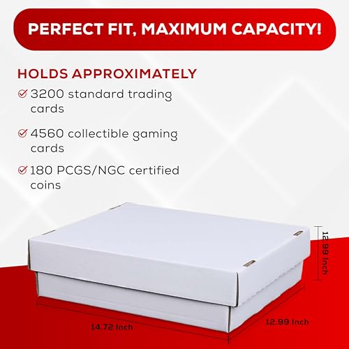 (3) Premium 3200 Count Trading Card Storage Box 4 Row Monster Cardboard Box - 200 Pound Test Strength - Baseball Card Storage Box - 3 Boxes - MADE IN USA
