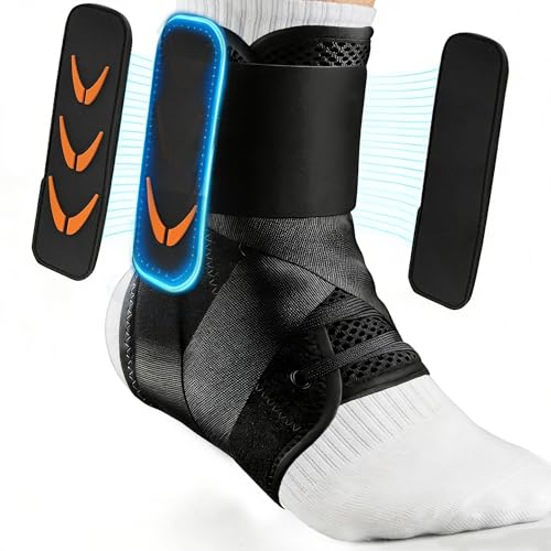 Slim-Fit Ankle Brace, Quick Lace Up,2 Side Stabilizing Pads,Large - size: Large