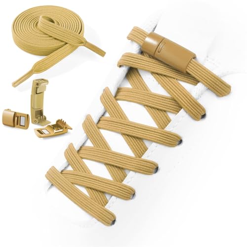 Neo-wows No Tie Shoelaces Elastic Laces for Kids Adults Athletic Sneakers - color: Khaki1
