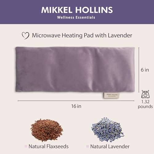 Microwavable Heating Pad with Lavender & Flaxseed, Hot & Cold Therapy, Heat Pad for Back, Neck, Shoulder, Knee, Leg & Menstrual Cramp Relief, Washable Cover, Mini Lavender Bag Gift, One Size Fits All - color: Purple