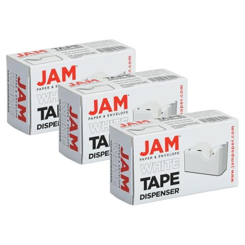 JAM PAPER Colorful Desk Tape Dispensers - White - 3/Pack - color: White, size: Pack of 3