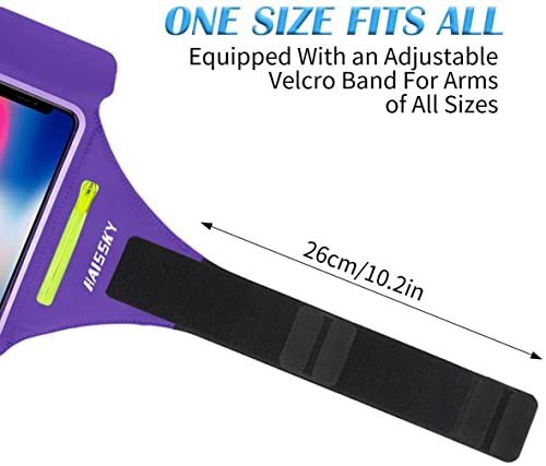HAISSKY Running Armband with Zipper Pocket,Sweatproof Phone Armband 6.9" - color: Purple(Up to 6.9")