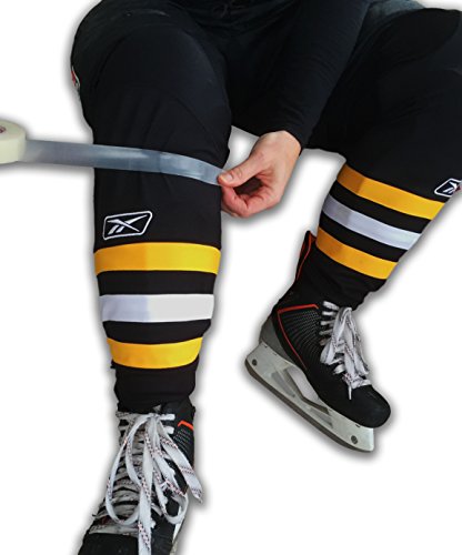 North American Tapes, Comp-O-Lite, Hockey Tape, 3 Rolls Per Pack, Clear Poly Shin Pad, 24MM X 25M Per Roll, Made in USA, Easy Rip & Stretch