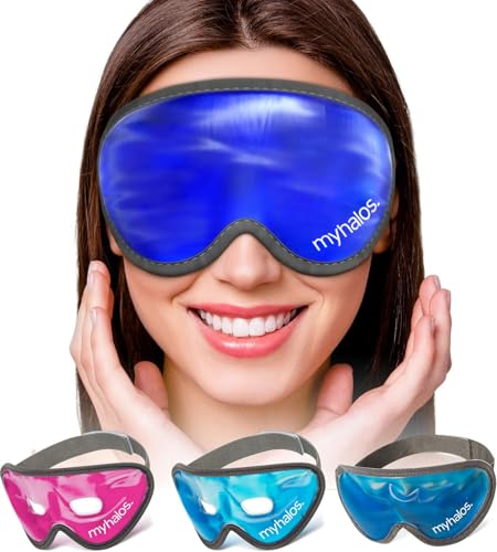 MyHalos Cooling Gel Eye Mask, Cold Ice Pack for Puffy Eyes & Dark Circles - color: Dark Blue, size: Pack of 1