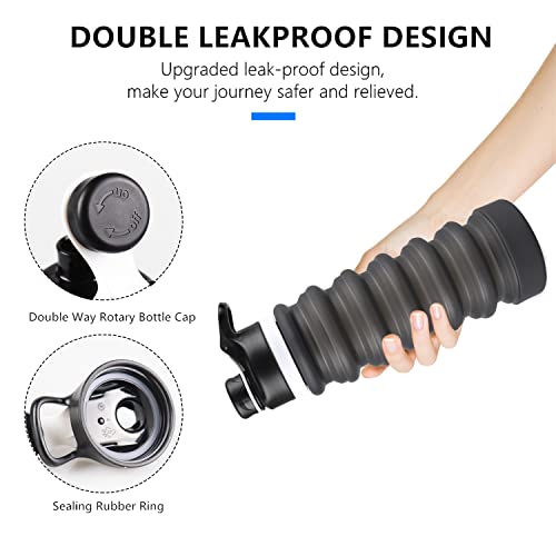 Nefeeko Collapsible Water Bottle, 26oz Silicone Foldable Water Bottles - color: E