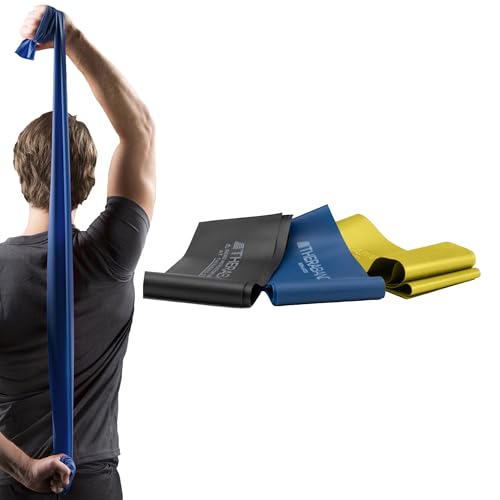 THERABAND Resistance Bands Set, Elastic Bands for Exercise & Physical Therapy, Strength Training for Upper & Lower Body Fitness - size: 3 Pack, style: Non-Latex Intermediate