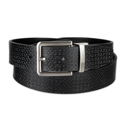 Calvin Klein Men’s Reversible Leather Belt - 2‑in‑1 Versatile Modern Style - color: Dark Black/Dark Black, size: Small (30-32)