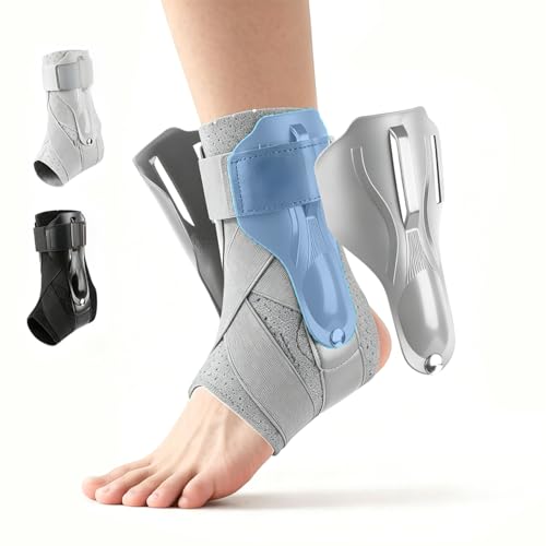 Ankle Stabilizer Brace with Side Support - Layered Compression Knit,Adjustable Cross Straps,Removable on Both Sides,Moisture-Wicking Fabric - size: Medium