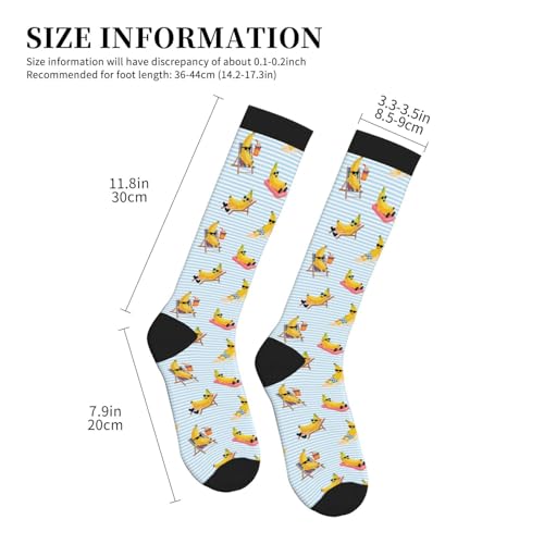 Compression Socks Knee High Circulation Support Socks For Women Men Athletic Running Work Hiking Cycling Travel - color: Funny Banana