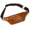Genuine Leather Fanny Pack for Women & Men, Crossbody Waist Pack with Adjustable Strap, Hiking Hip Bum Belt for Travel, Hiking, Running - color: Light Brown