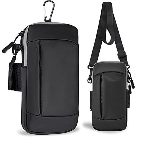 Phone Holder for Running Armband Cell Phone Purse Crossbody for Women Men Kids,iPhone 17 16 16e 15 14 13 12 11 Pro Max Xs Xr X Plus Air SE Mini Galaxy Ultra Edge S26 S25 S24 Note Bag Arm Band - color: 01-Black with Crossbody Strap&Hook