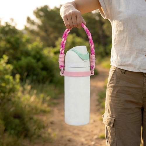 ALIBBON Water Bottle Handle Strap Compatible with 8-40oz Owala Stanley HydroJug Tumbler Owala Accessories Stanley Cup Accessories - color: Pink, style: Braided