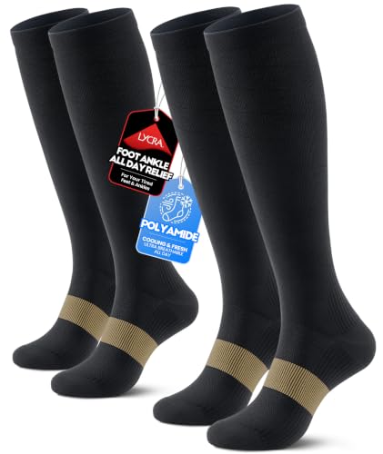 Compression Socks Women & Men for Nurse Travel Flying Running Cycling - color: Black, size: Small-Medium