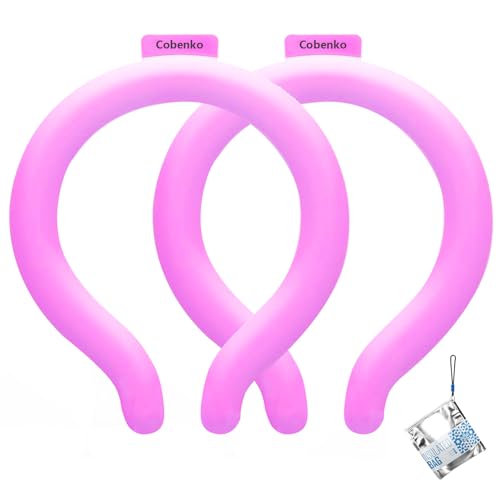 Neck Cooling Tube with Insulated Bag, Reusable PCM Ice Ring, Neck Cooler - color: Rose*2