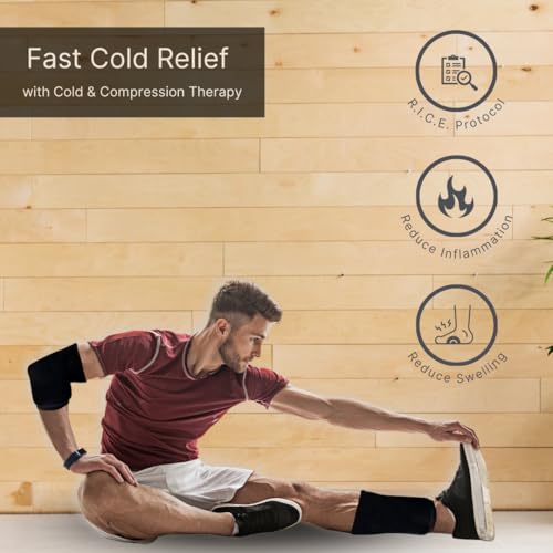 NatraCure Cold Compression Sleeve - Reusable Ice Sleeve, Knee Sleeve, Elbow Compression Sleeve, Knee Ice Pack - Arm, Forearm, Wrist, Meniscus, Tennis Elbow Brace for Men or Women, ACL, MCL - Medium - size: Medium (Pack of 1)
