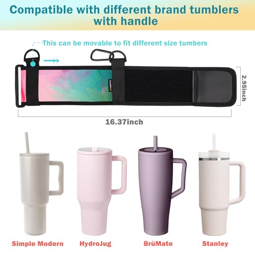 LUCKINEE Tumbler Holder with Strap Water Bottle Holder with Strap Handle - color: Colorful print