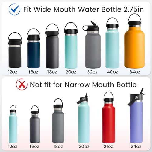 Wide Mouth Lids Compatible with Hydro Flask 12-64oz, 2Pack Replacement Lid for Simple Modern, Takeya, Thermoflask, Sports Water Bottle Accessories, BPA Free, Leak Proof - style: 2pc flat lid A